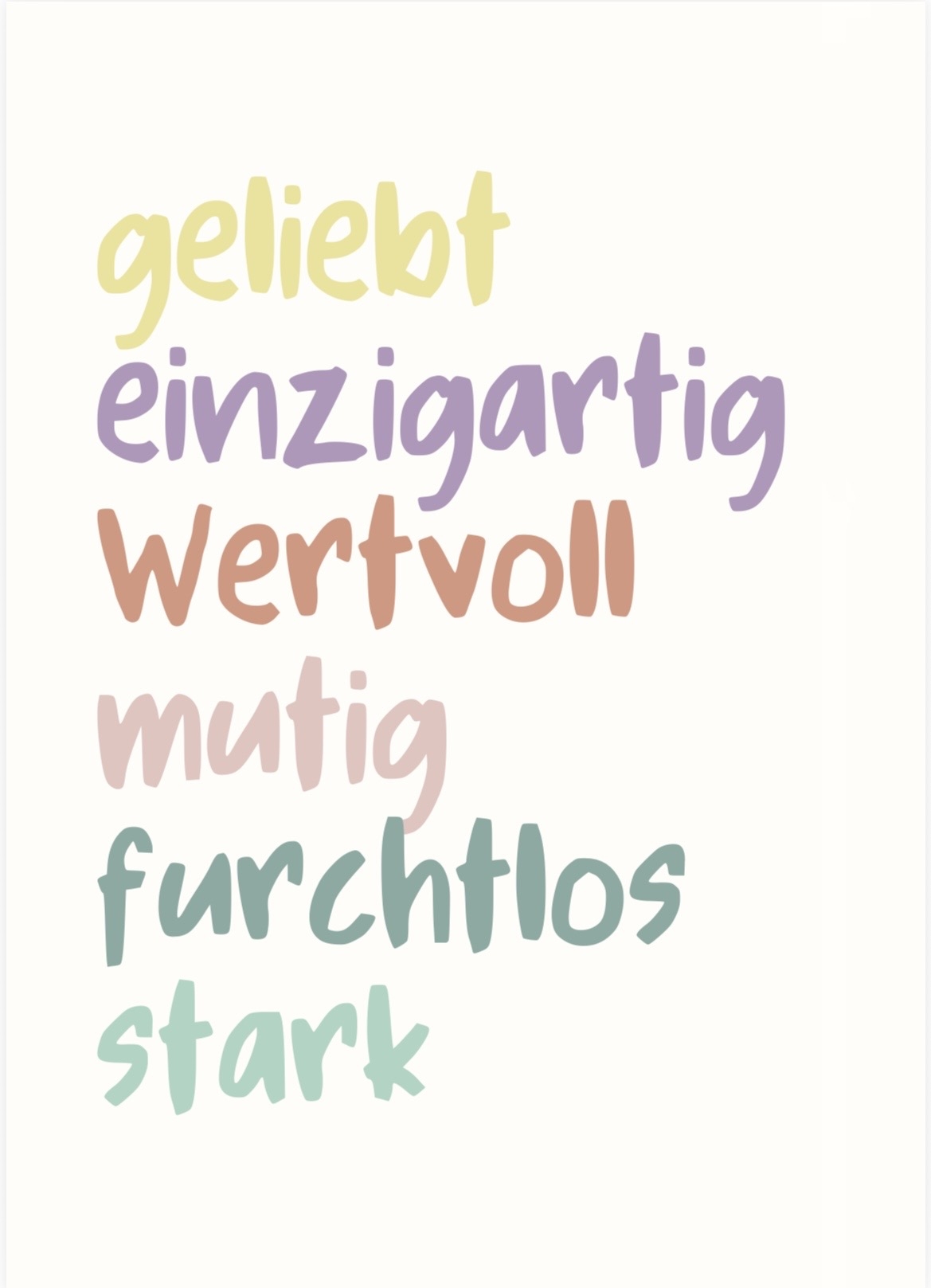 Poster A4 "geliebt, einzigartig, wertvoll"