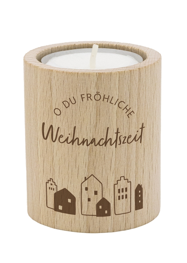 Teelichthalter "O du fröhliche Weihnachtszeit"