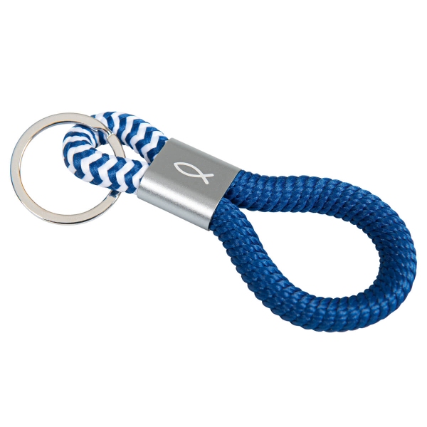 Schlüsselanhänger Tau "Fischsymbol" - blau
