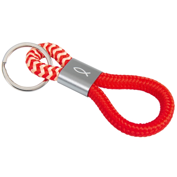 Schlüsselanhänger Tau "Fischsymbol" - rot