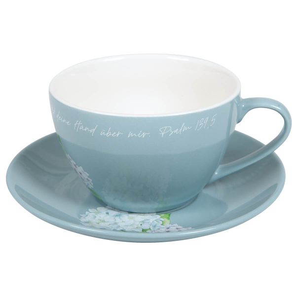 Tasse mit Untertasse "Hortensie"