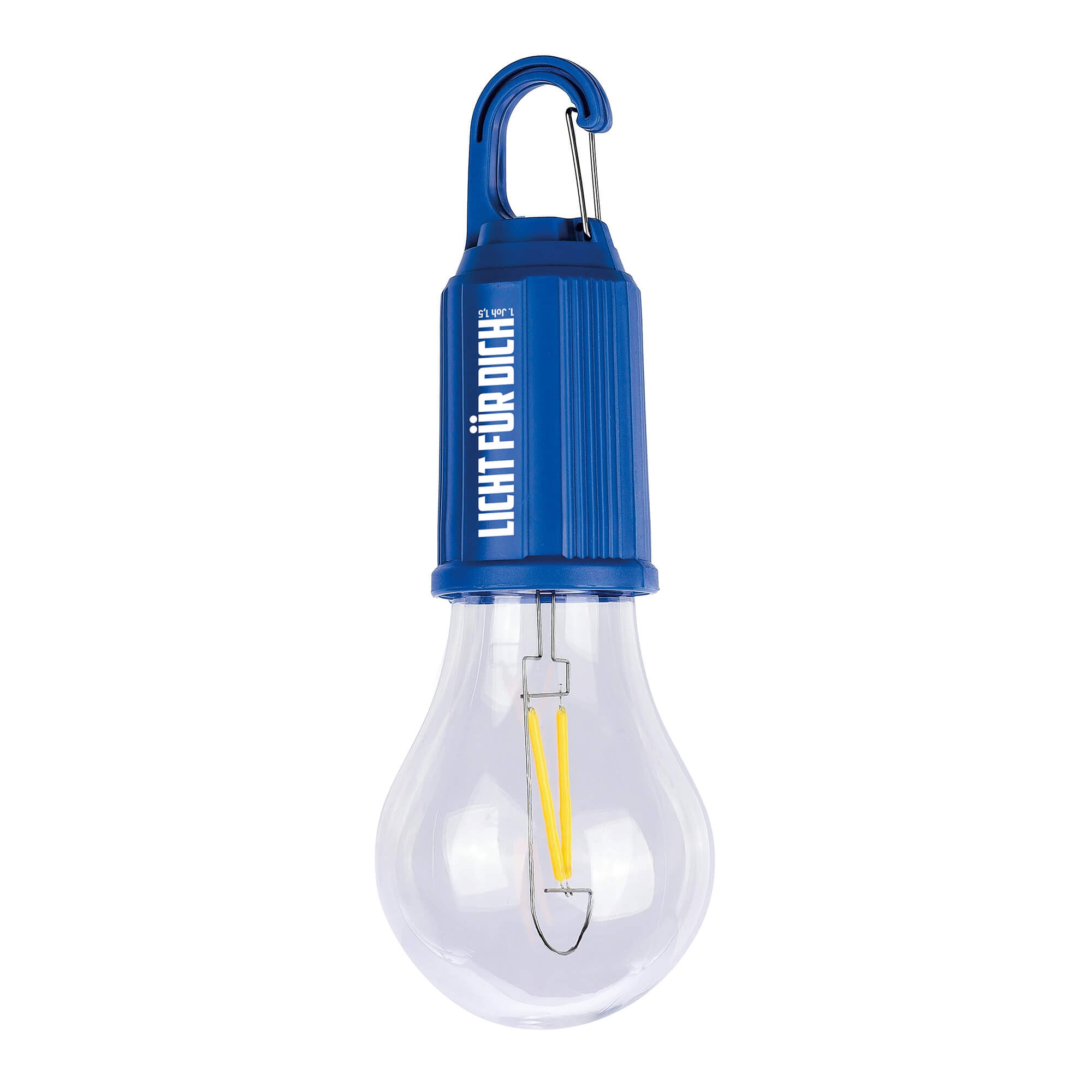 LED-Glühbirne mit Karabiner - blau