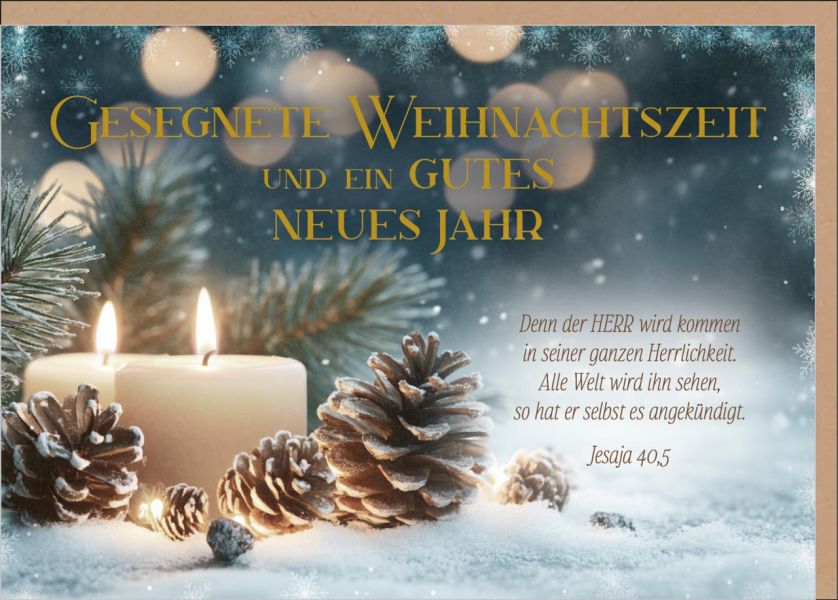 Faltkarte "Gesegnetes Weihnachtszeit" - Kerzen