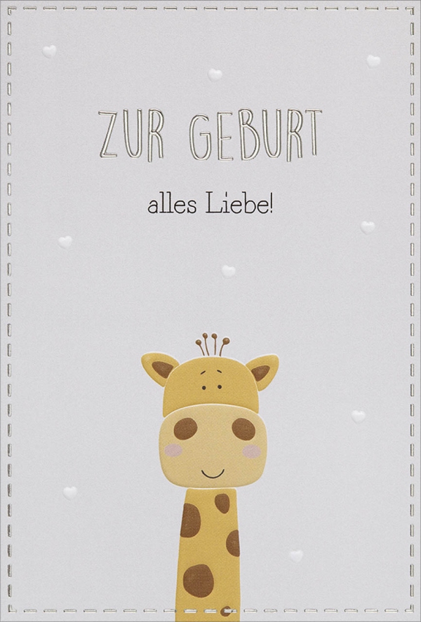 Faltkarte "Zur Geburt alles Liebe!" - Giraffe