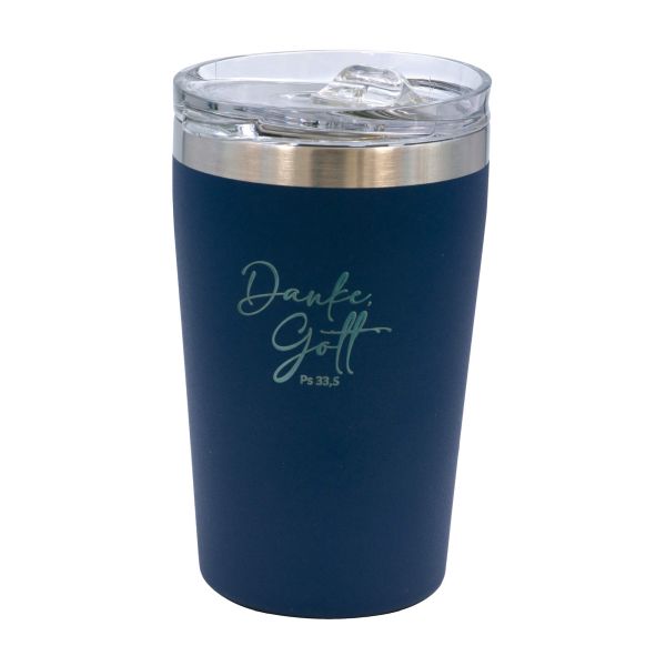 Thermobecher "Danke, Gott" - blau