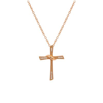 Halskette mit Anhänger "Kreuz" - rosé