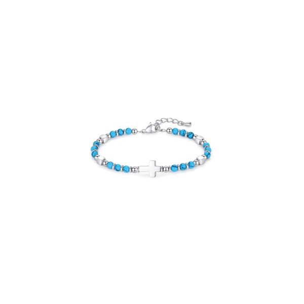 Perlenarmband "Kreuz" - türkis