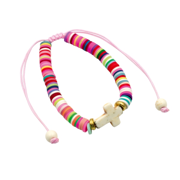 Armband "Kreuzperle" - rosa
