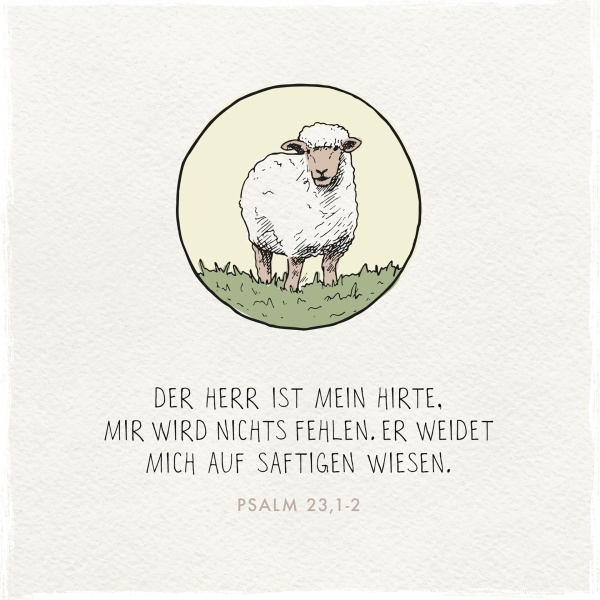 Holzschild quadratisch - Der Herr ist mein Hirte (Schaf)